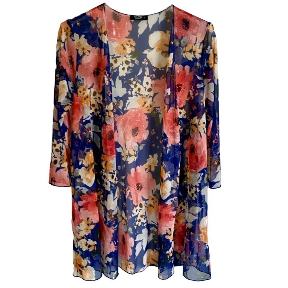 Ava James Sheer Floral Kimono Women's Medium NEW
